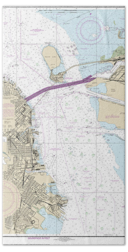 Nautical Chart-18650 San Francisco Bay Candlestick Point-angel Island - Beach Towel