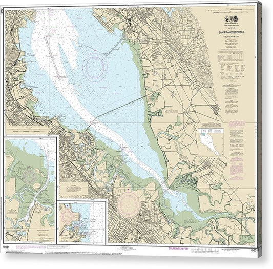Nautical Chart-18651 San Francisco Bay-southern Part, Redwood Creek, Oyster Point - Acrylic Print