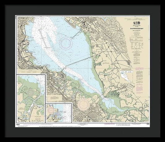 Nautical Chart-18651 San Francisco Bay-southern Part, Redwood Creek, Oyster Point - Framed Print
