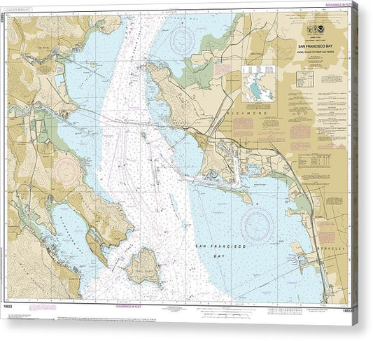 Nautical Chart-18653 San Francisco Bay-angel Island-point San Pedro - Acrylic Print