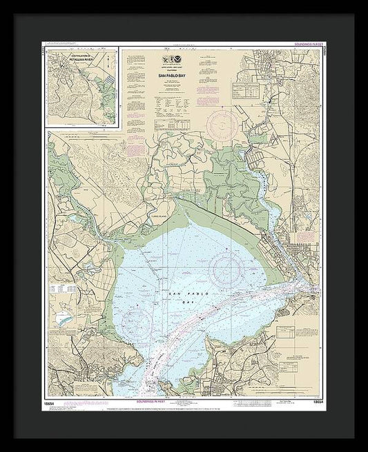 Nautical Chart-18654 San Pablo Bay - Framed Print