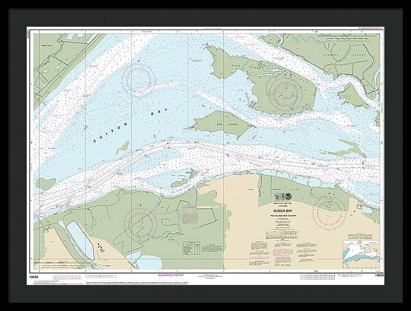 Nautical Chart-18658 Suisun Bay-roe Island-vicinity - Framed Print