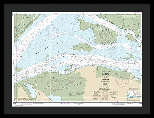 Nautical Chart-18658 Suisun Bay-roe Island-vicinity - Framed Print