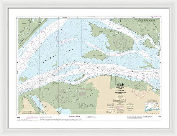 Nautical Chart-18658 Suisun Bay-roe Island-vicinity - Framed Print