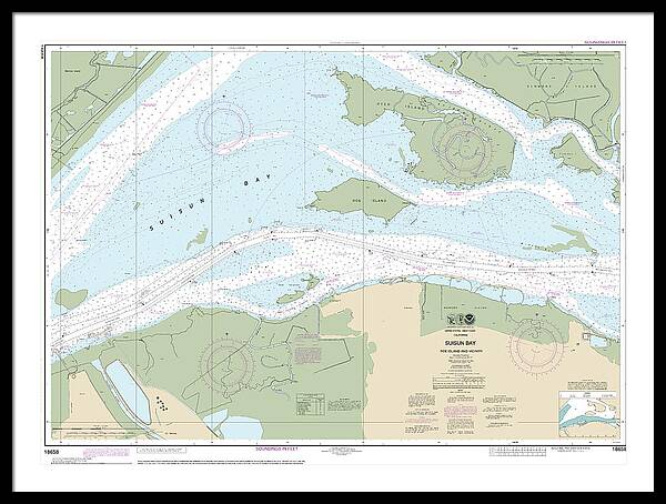 Nautical Chart-18658 Suisun Bay-roe Island-vicinity - Framed Print
