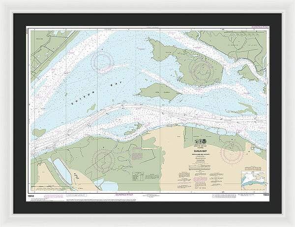 Nautical Chart-18658 Suisun Bay-roe Island-vicinity - Framed Print