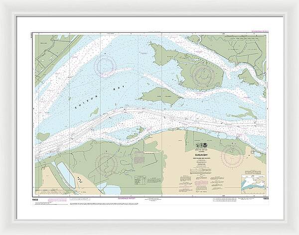 Nautical Chart-18658 Suisun Bay-roe Island-vicinity - Framed Print
