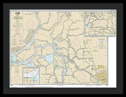 Nautical Chart-18661 Sacramento-san Joaquin Rivers Old River, Middle River-san Joaquin River Extension, Sherman Island - Framed Print
