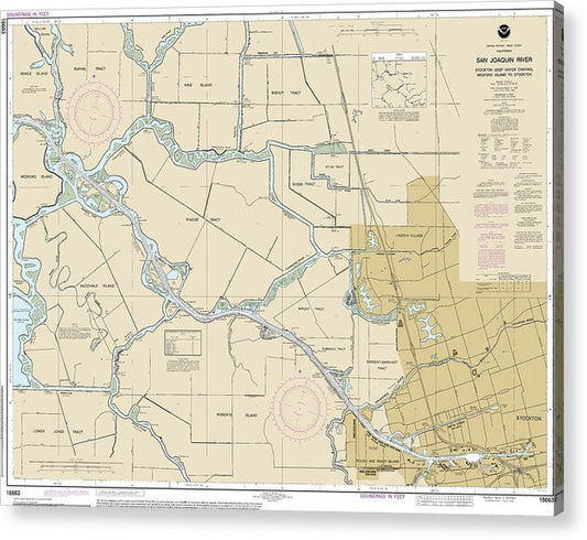 Nautical Chart-18663 San Joaquin River Stockton Deep Water Channel Medford Island-stockton - Acrylic Print