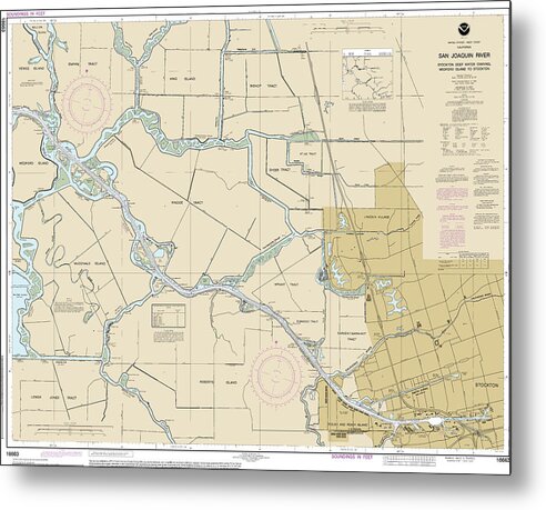 Nautical Chart-18663 San Joaquin River Stockton Deep Water Channel Medford Island-stockton - Metal Print