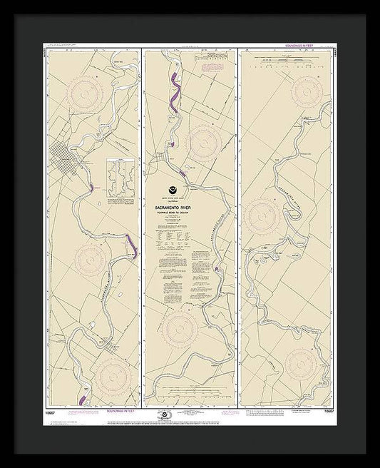 Nautical Chart-18667 Sacramento River Fourmile Bend-colusa - Framed Print