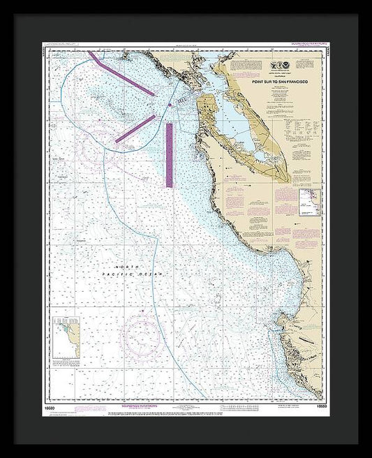 Nautical Chart-18680 Point Sur-san Francisco - Framed Print