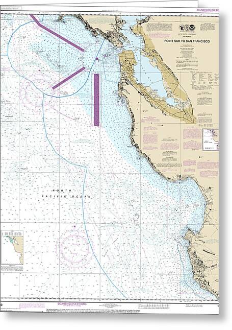 Nautical Chart-18680 Point Sur-san Francisco - Greeting Card