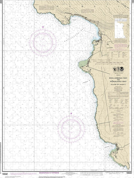 Nautical Chart-19332 Kealakekua Bay-honaunau Bay - Puzzle