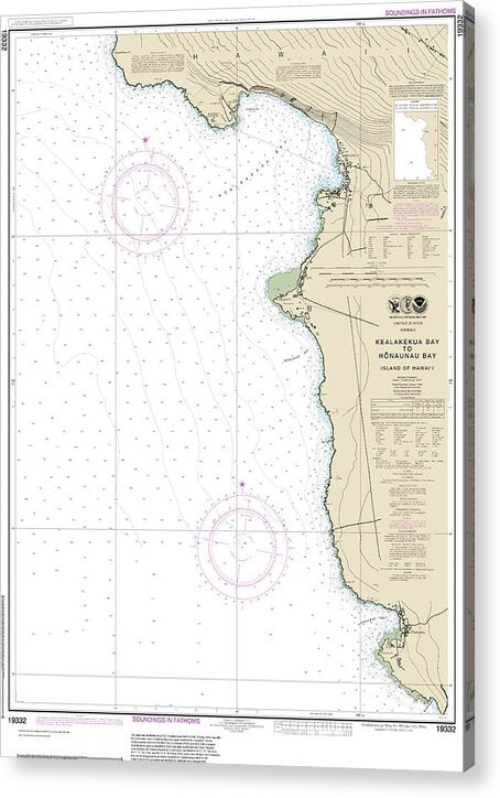 Nautical Chart-19332 Kealakekua Bay-honaunau Bay - Acrylic Print