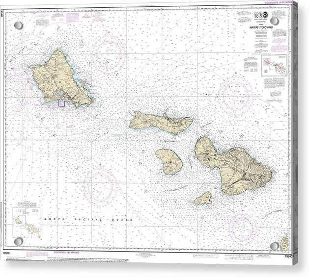 Nautical Chart-19340 Hawaii-oahu - Acrylic Print