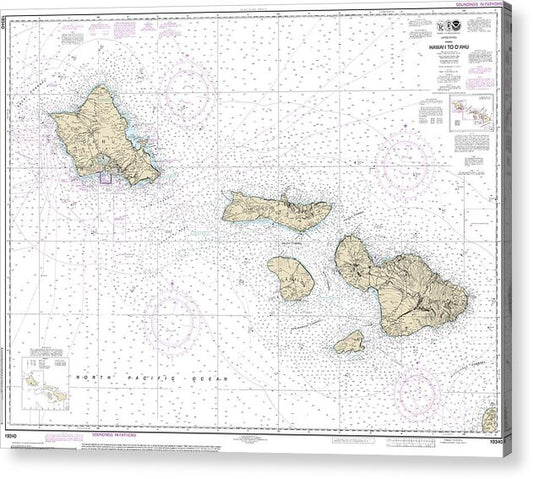 Nautical Chart-19340 Hawaii-oahu - Acrylic Print