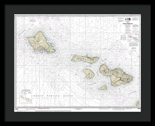 Nautical Chart-19340 Hawaii-oahu - Framed Print
