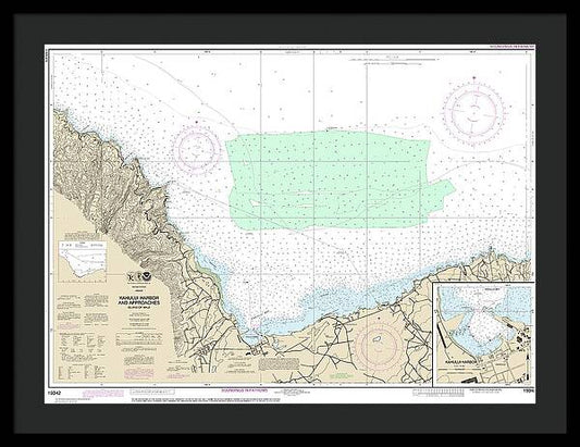 Nautical Chart-19342 Kahului Harbor-approaches, Kahului Harbor - Framed Print