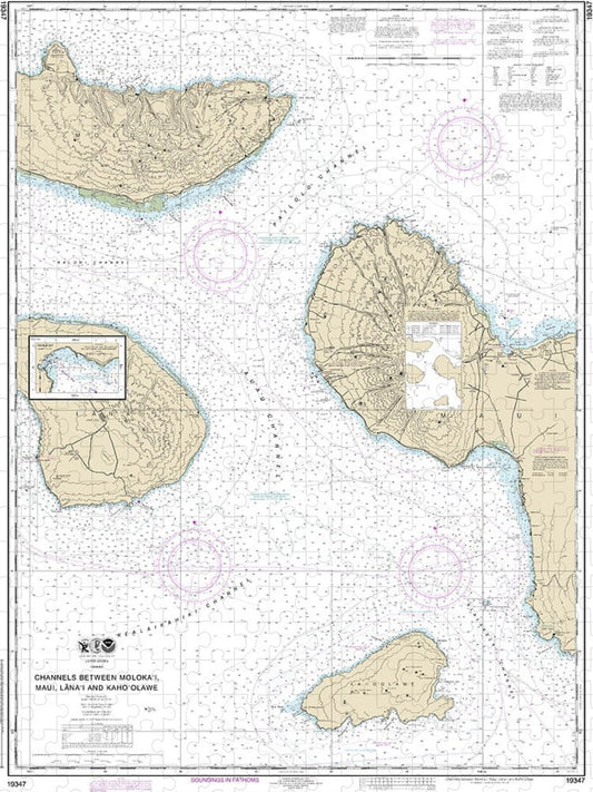 Nautical Chart-19347 Channels Between Molokai, Maui, Lanaiand Kahoolawe, Manele Bay - Puzzle