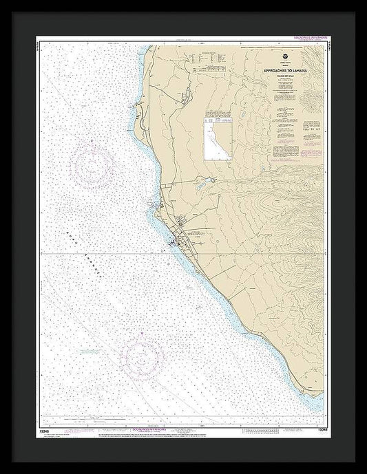 Nautical Chart-19348 Approaches-lahaina, Island-maui - Framed Print