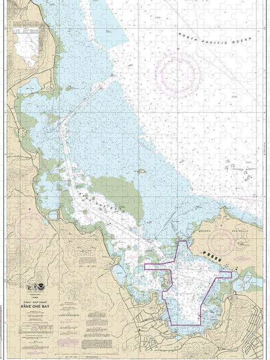 Nautical Chart-19359 Oahu East Coast Kaneohe Bay - Puzzle