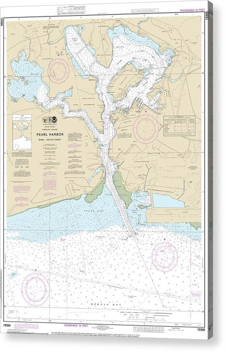 Nautical Chart-19366 Pearl Harbor Oahu South Coast - Acrylic Print