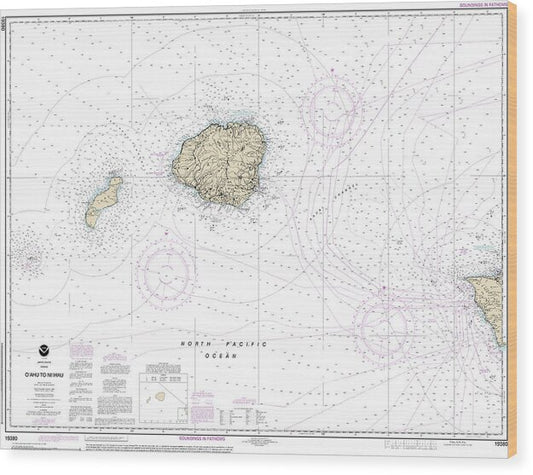 Nautical Chart-19380 Oahu-niihau - Wood Print