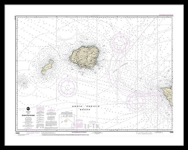 Nautical Chart-19380 Oahu-niihau - Framed Print