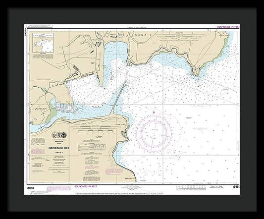 Nautical Chart-19383 Kauai Nawiliwili Bay - Framed Print