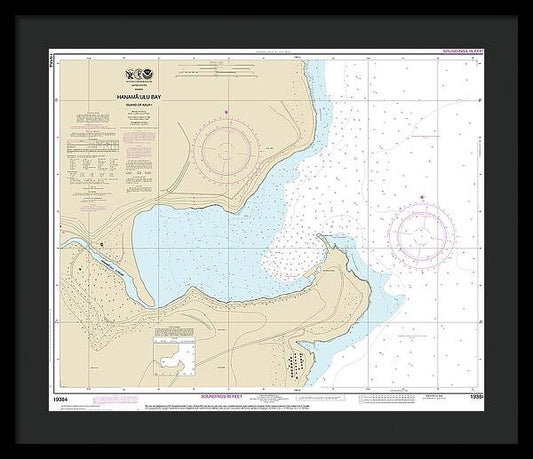 Nautical Chart-19384 Hanamaulu Bay Island-kauai - Framed Print
