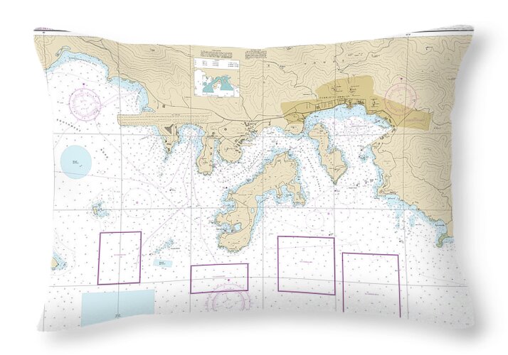 Nautical Chart-25649 Saint Thomas Harbor - Throw Pillow