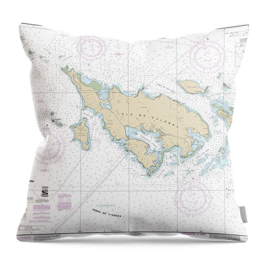 Nautical Chart-25653 Isla De Culebra-approaches - Throw Pillow