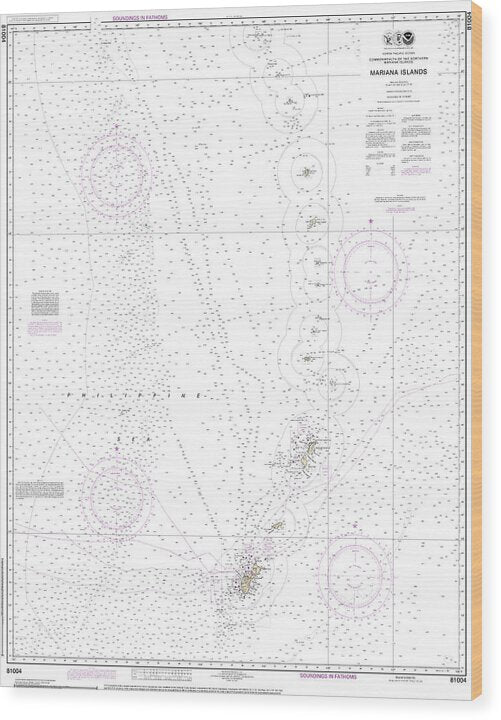 Nautical Chart-81004 Commonwealth-the Northern Mariana Islands - Wood Print