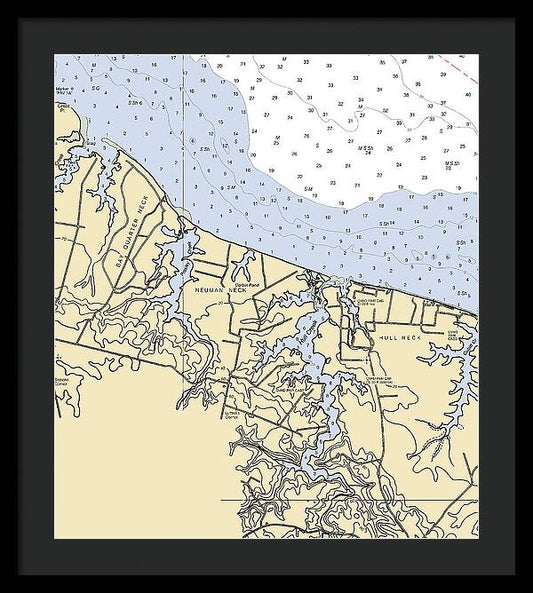 Neuman Neck-virginia Nautical Chart - Framed Print