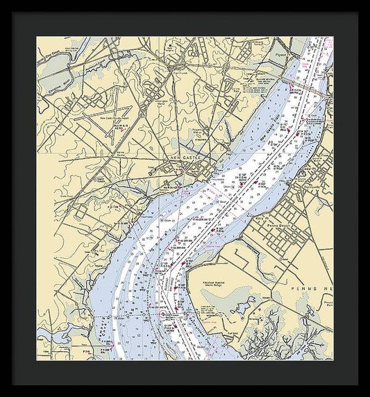 New Castle-delaware Nautical Chart - Framed Print
