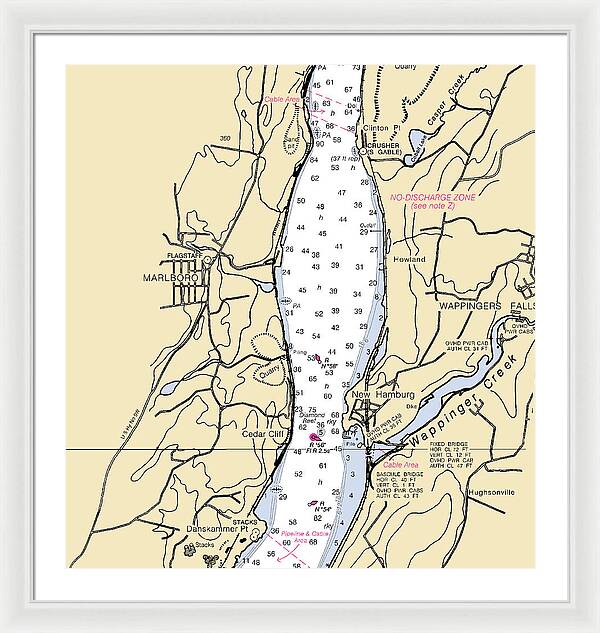 New Hamburg-new York Nautical Chart - Framed Print