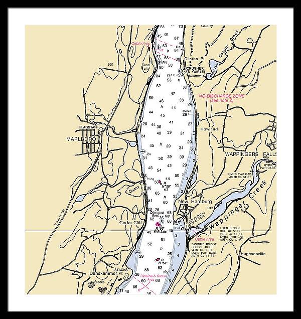 New Hamburg-new York Nautical Chart - Framed Print