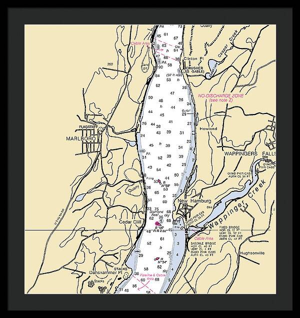 New Hamburg-new York Nautical Chart - Framed Print