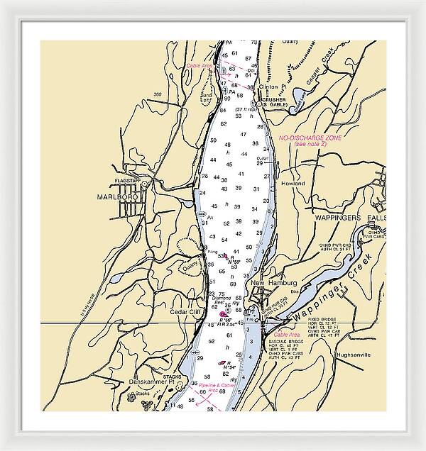 New Hamburg-new York Nautical Chart - Framed Print