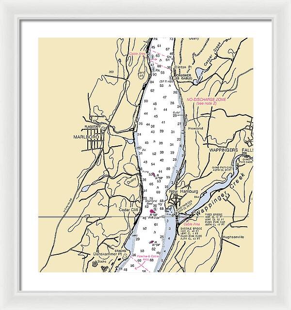 New Hamburg-new York Nautical Chart - Framed Print