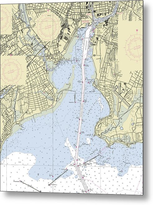 New Haven Connecticut Nautical Chart - Metal Print