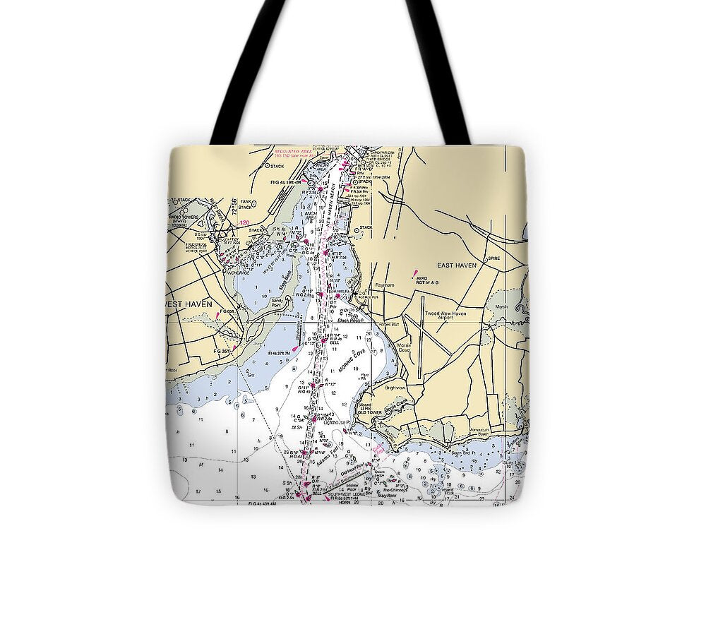 New Haven -connecticut Nautical Chart _v3 - Tote Bag