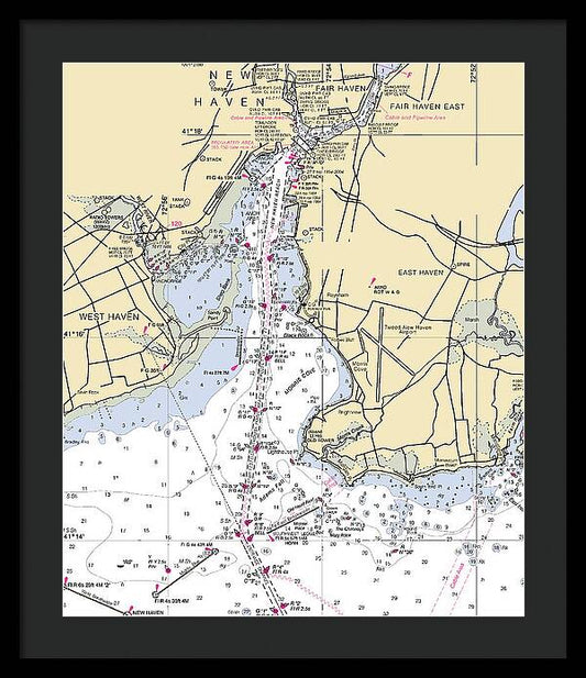 New Haven -connecticut Nautical Chart _v3 - Framed Print