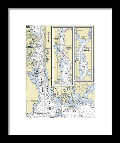 New London Connecticut Nautical Chart - Framed Print