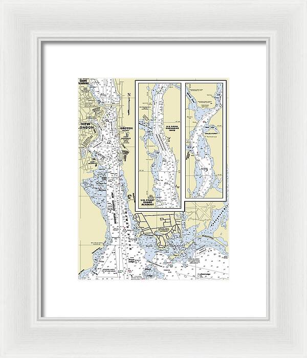 New London Connecticut Nautical Chart - Framed Print