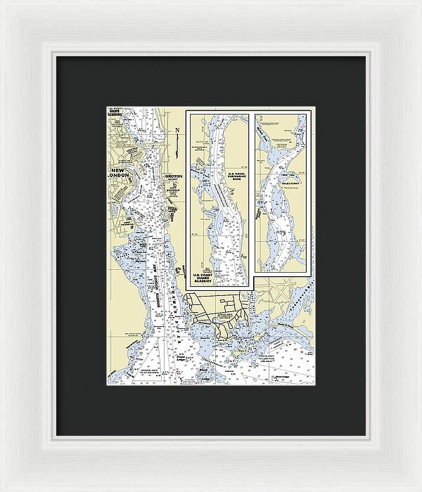 New London Connecticut Nautical Chart - Framed Print