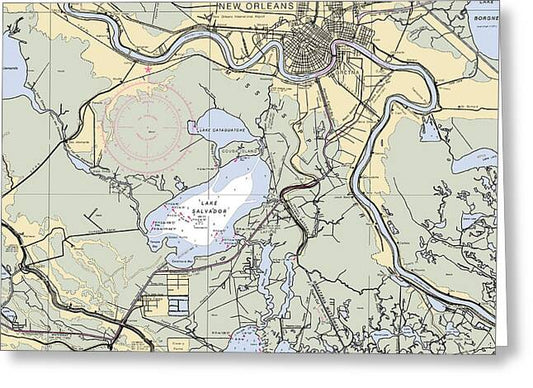 New Orleans Lake Pontchartrain-louisiana Nautical Chart - Greeting Card