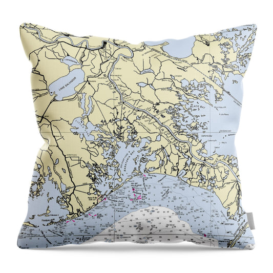 New Orleans Louisiana Nautical Chart - Throw Pillow