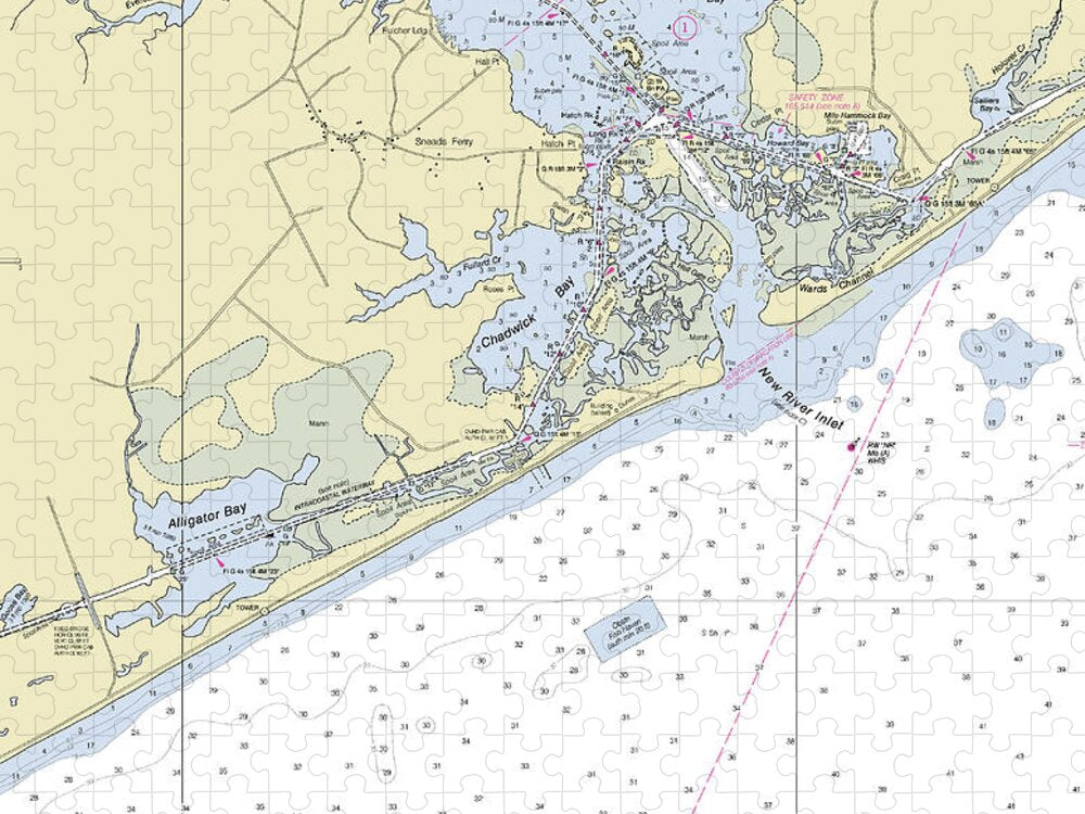 New River Inlet North Carolina Nautical Chart - Puzzle
